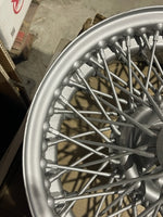 SET OF 4 - *MINOR BLEMISHES - SEE PICTURES* MG MGB PAINTED WIRE WHEEL 14" X 5.5" 72 SPOKE SILVER - PICK UP ONLY - CONTACT US