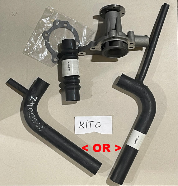 KIT C - WATER PUMP ALLOY MGB 5BRG 1965 > 1970 RED MOTOR + HOSE TOP + HOSE LOWER WITH HEAT - INCLUDES DELIVERY