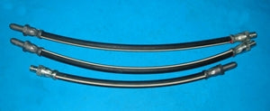 SET OF 3 - BRAKE HOSE KIT MGB CHROME BAR FRONT AND REAR - INCLUDES DELIVERY