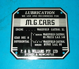 BODY PLATE LUBRICATION TD TF Y P&R WILLIAMS - INCLUDES DELIVERY