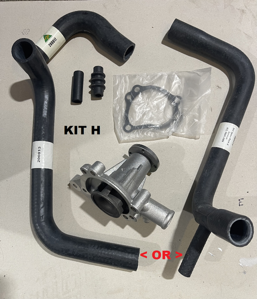 KIT H - 1275 MIDGET LOW CAVITATION WATER PUMP HI FLOW + BY PASS HOSES + TOP HOSE + BOTTOM HOSE with or without heat - INCLUDES DELIVERY