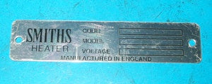DECAL SMITHS HEATER PLATE MGA MGB - INCLUDES DELIVERY