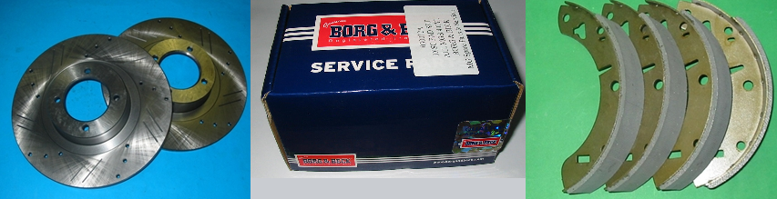 KIT - BRAKE DISCS DRILLED & SLOTTED + BRAKE SHOES + BRAKE PADS MGB 4 C ...