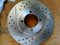 PAIR - MGB BRAKE DISK 4 CYLINDER CROSS DRILLED AND SLOTTED - INCLUDES DELIVERY