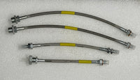 KIT OF 4 - FRONT x2 & REAR BRAKE HOSE + CLUTCH HOSE CLASSIC MINI STAINLESS BRAID drum brakes - INCLUDES DELIVERY