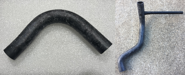 PAIR - MGB RADIATOR HOSE TOP RUBBERNOSE SEP 1976> ELEC FAN + LOWER WIT ...