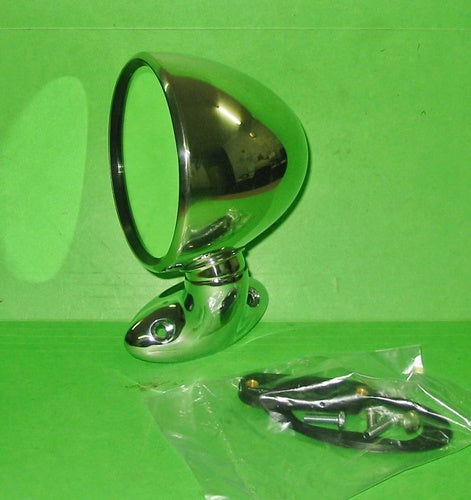 PAIR - UNIVERSAL RIGHT & LEFT HAND STAINLESS STEEL DOMED BULLET MIRROR premium quality - INCLUDES DELIVERY