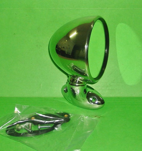 UNIVERSAL LEFT HAND STAINLESS STEEL DOMED BULLET MIRROR premium quality - INCLUDES DELIVERY