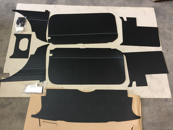 TK110AB TRIM KIT MGB SOFT TOP 1962 > 1965 BLACK WITH BLUE PIPING - INCLUDES DELIVERY